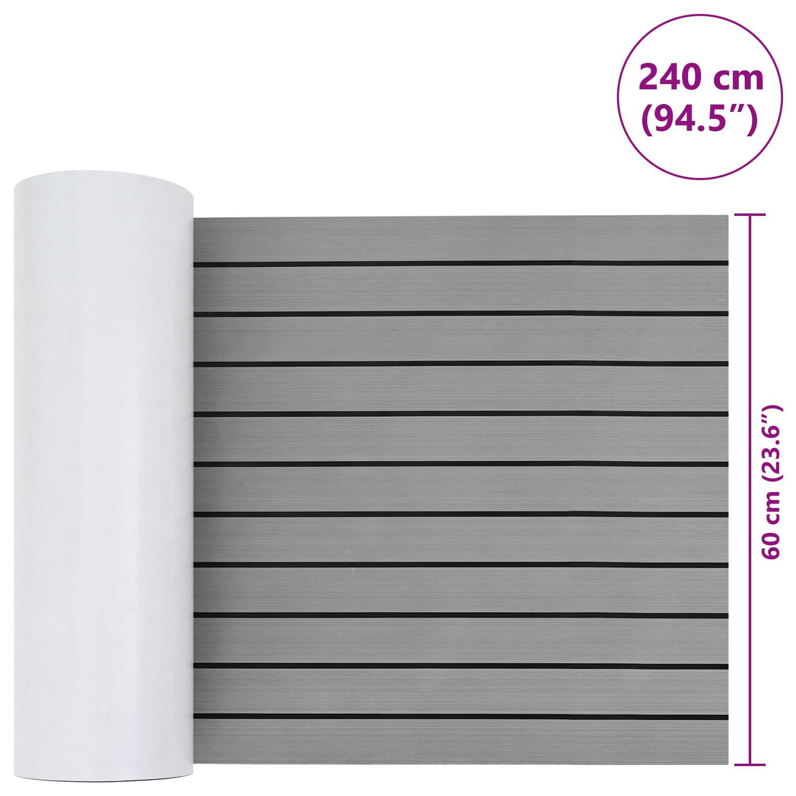 Ματ Σκάφους Ριγέ Απαλός Γκρι και Μαύρος 240 x 60 cm EVA - Pakobazaar