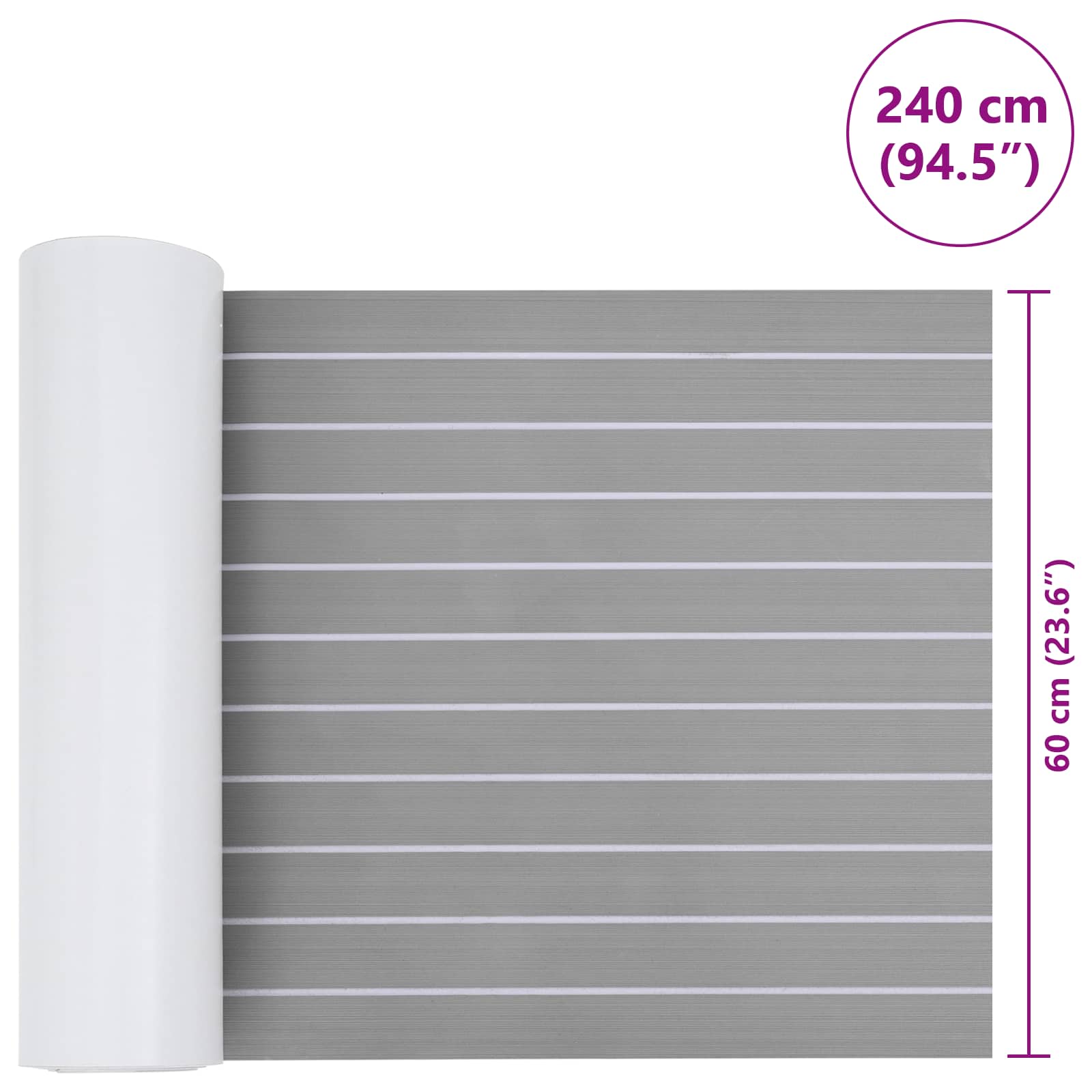 Ματ Σκάφους Ριγέ Ανοιχτό Γκρι και Λευκό 240 x 60 cm EVA - Pakobazaar