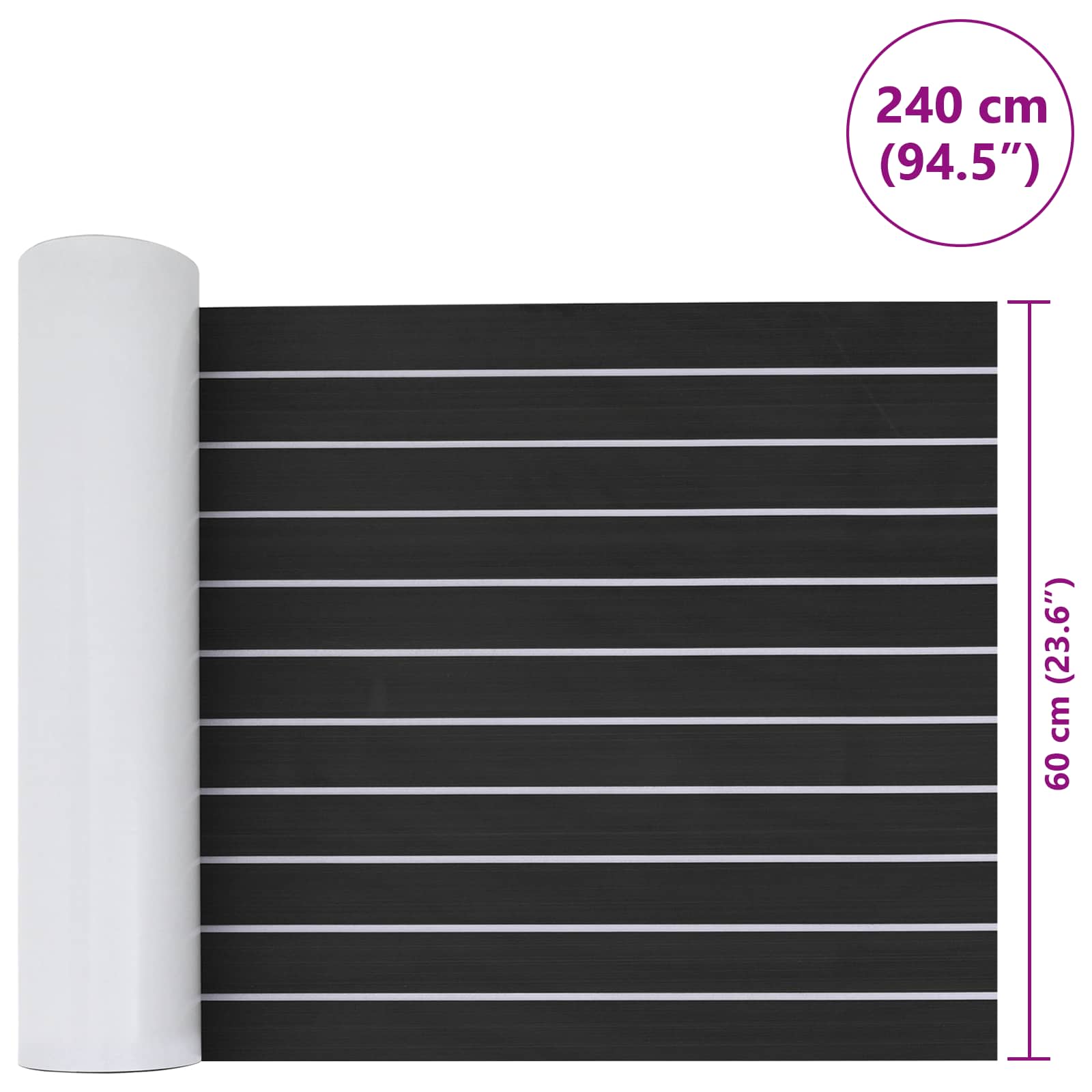 Ματ Σκάφους Ριγέ Σκούρο Γκρι και Λευκό 240 x 60 cm EVA - Pakobazaar