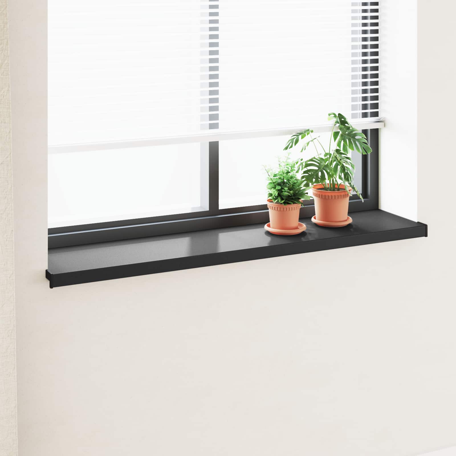 Σαβανωτό Παραθύρου Μαύρο με ξύλινη υφή 140 x 30 x 4,5 εκ PVC - Pakobazaar