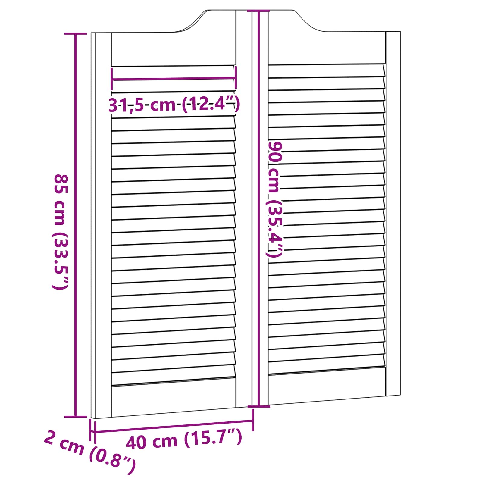 Πόρτες Swing Φυσικό 90 x 40 cm Μασίφ Ξύλο Πεύκου - Pakobazaar