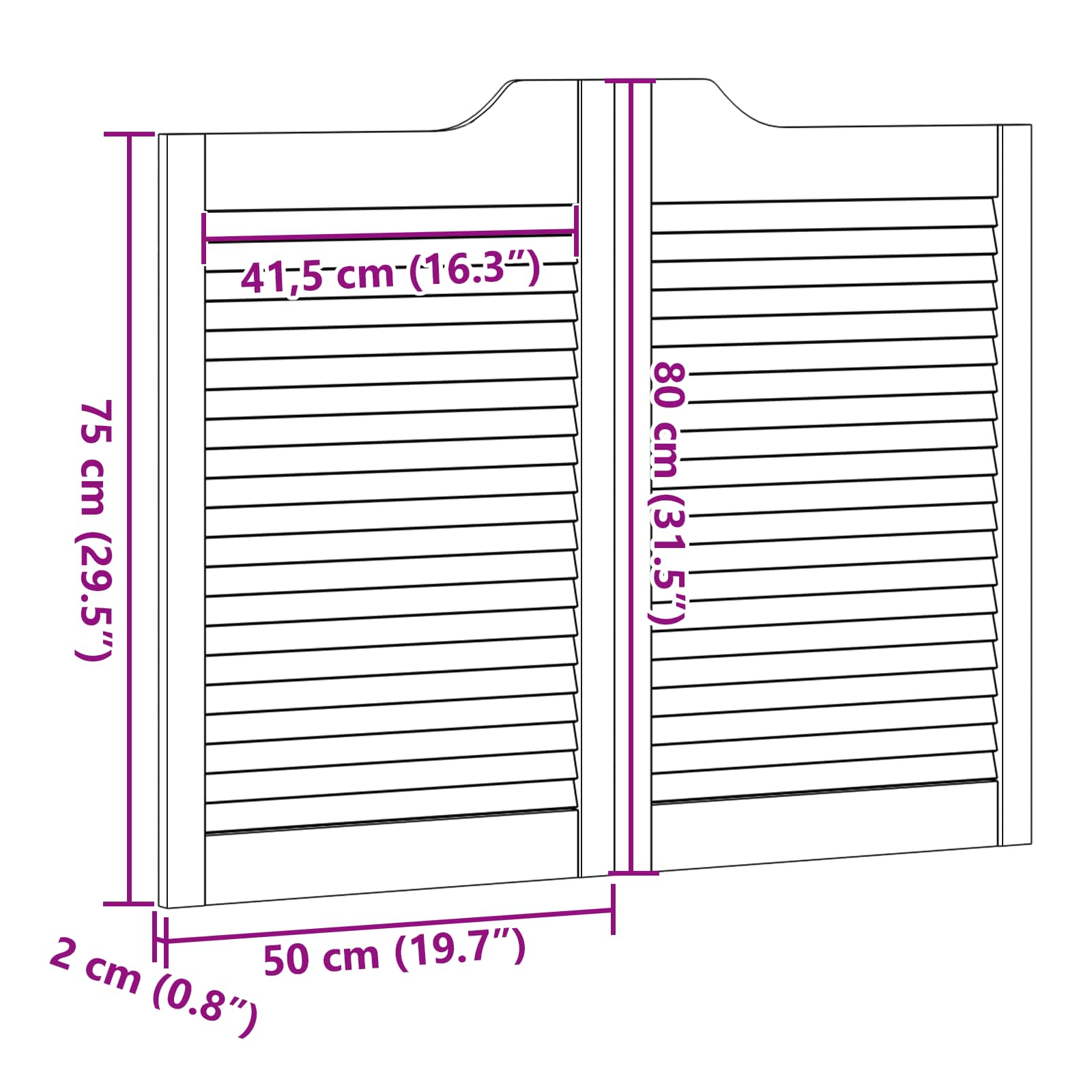 Πόρτες Swing Λευκό 80 x 50 cm Μασίφ Ξύλο Πεύκου - Pakobazaar