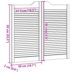 Πόρτες Swing 2 pcs Λευκό Μασίφ Ξύλο Πεύκου - Pakobazaar