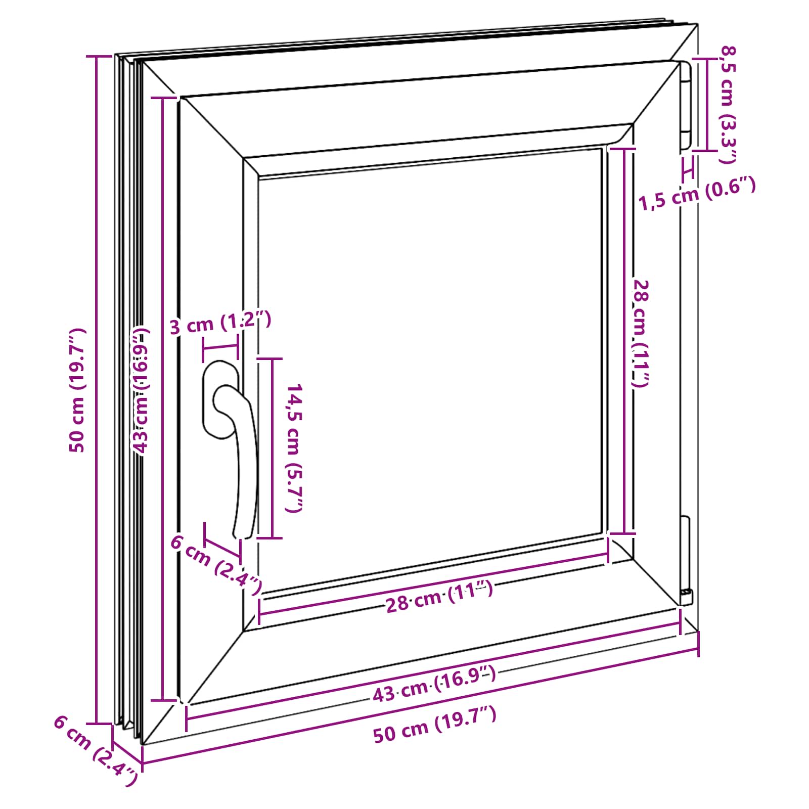 Παράθυρο Κάτω Στρώματος RISOR Λευκός 50 x 50 cm PVC και Γυαλί - Pakobazaar