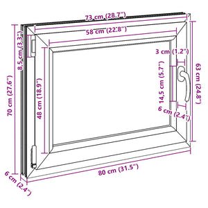 Παράθυρο Κάτω Στρώματος RISOR Λευκός 80 x 70 cm PVC και Γυαλί - Pakobazaar