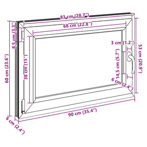 Παράθυρο Κάτω Στρώματος RISOR Λευκός 90 x 60 cm PVC και Γυαλί - Pakobazaar