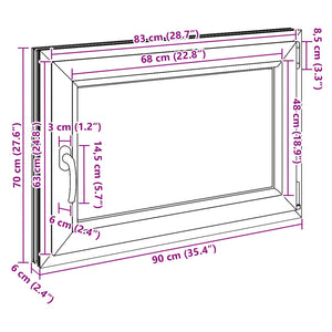 Παράθυρο Κάτω Στρώματος RISOR Λευκός 90 x 70 cm PVC και Γυαλί - Pakobazaar