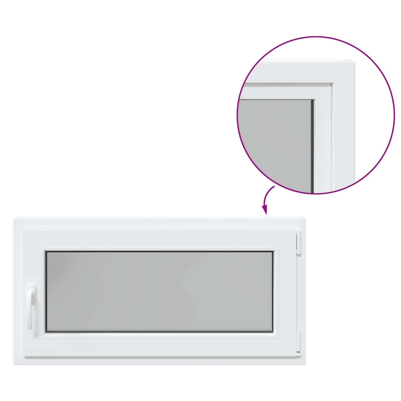 Παράθυρο Κάτω Στρώματος RISOR Λευκός 100 x 50 cm PVC και Γυαλί - Pakobazaar