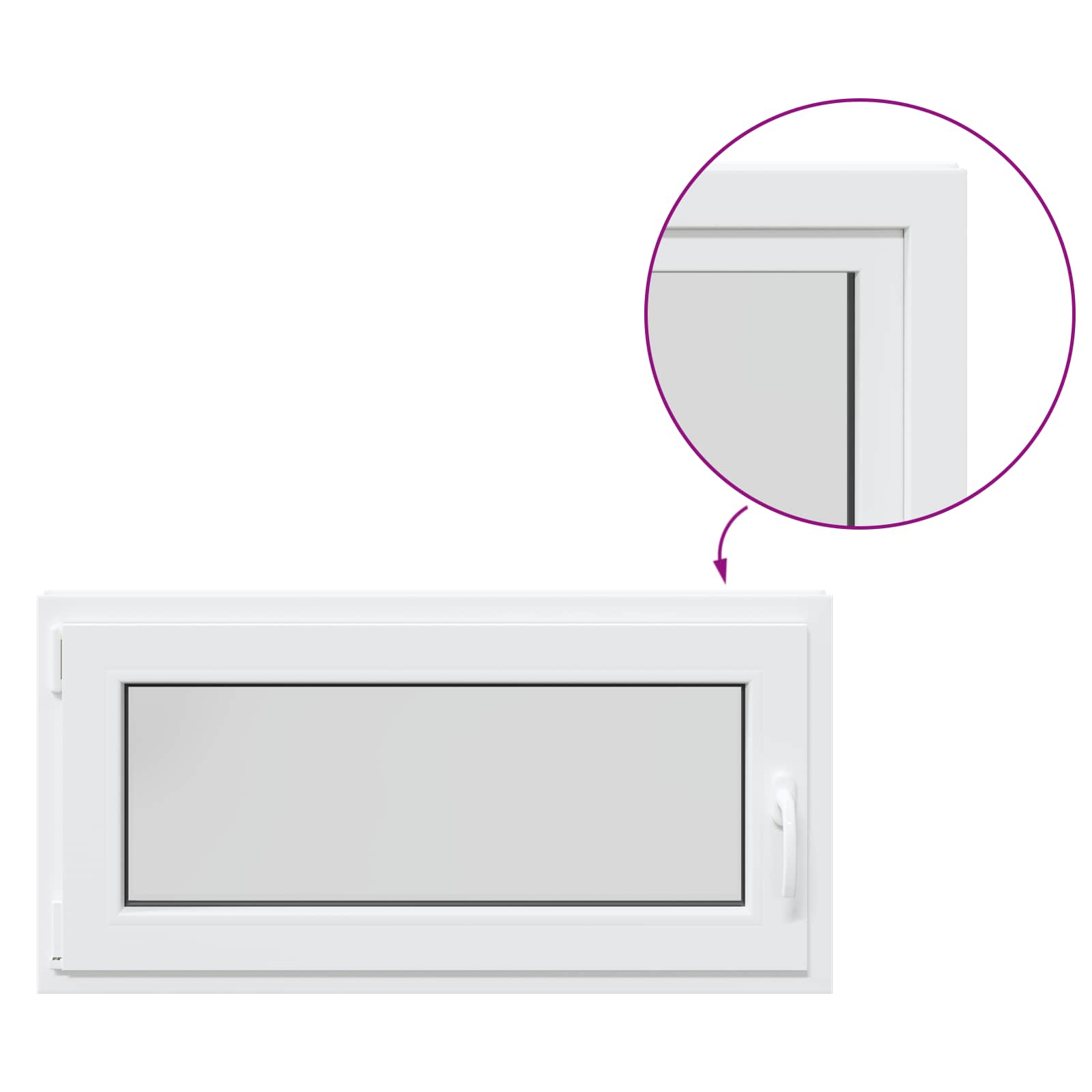 Παράθυρο Κάτω Στρώματος RISOR Λευκός 100 x 50 cm PVC και Γυαλί - Pakobazaar