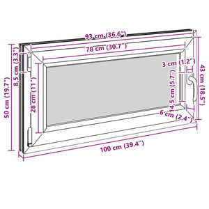 Παράθυρο Κάτω Στρώματος RISOR Λευκός 100 x 50 cm PVC και Γυαλί - Pakobazaar