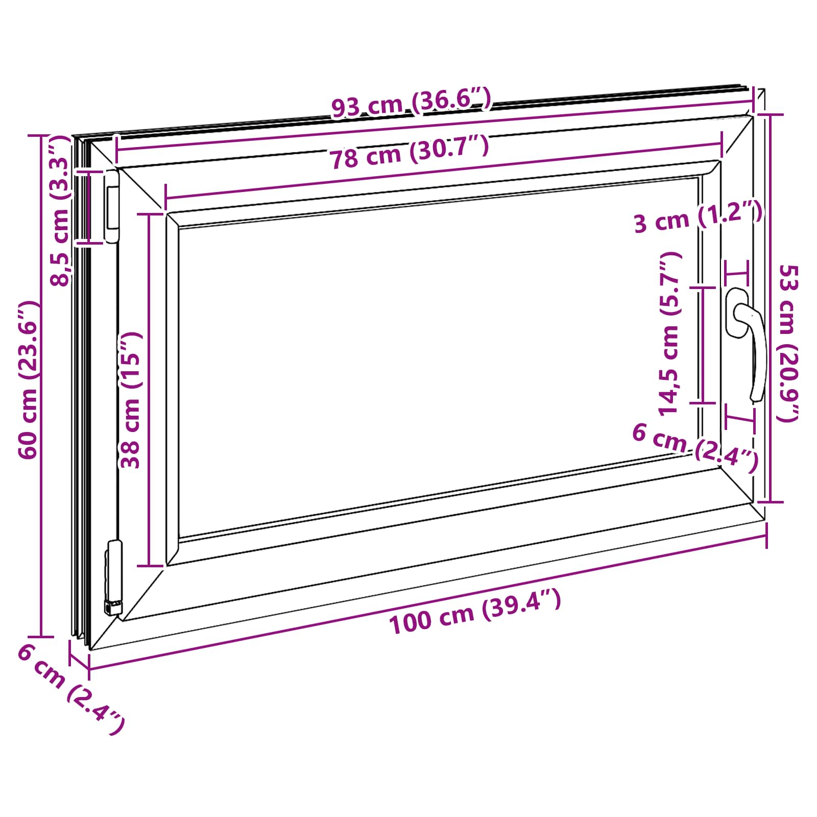 Παράθυρο Κάτω Στρώματος RISOR Λευκός 100 x 60 cm PVC και Γυαλί - Pakobazaar