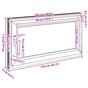 Παράθυρο Κάτω Στρώματος RISOR Λευκός 110 x 70 cm PVC και Γυαλί - Pakobazaar