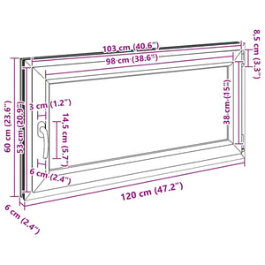 Παράθυρο Κάτω Στρώματος RISOR Λευκός 120 x 60 cm PVC και Γυαλί - Pakobazaar