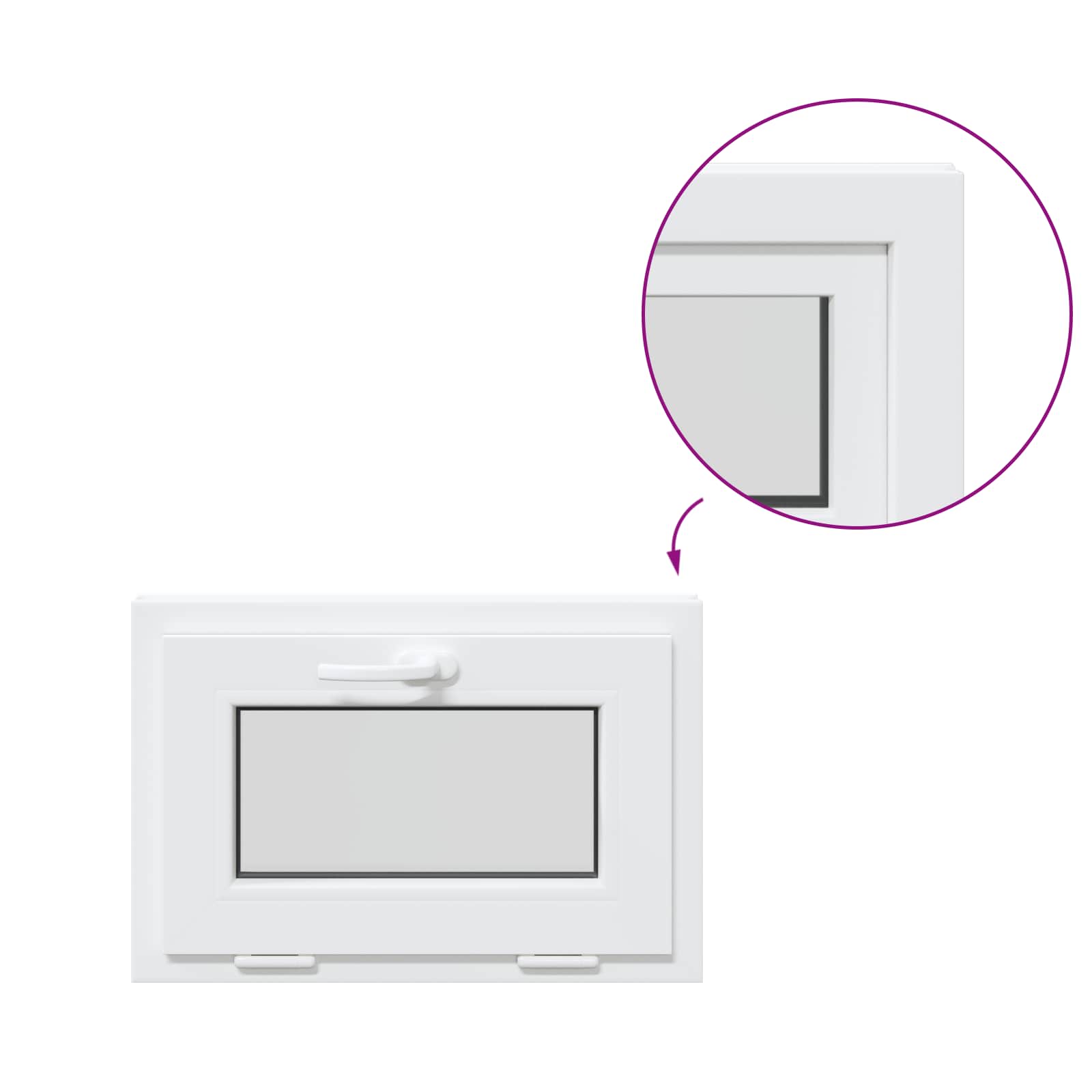 Παράθυρο Κάτω Στρώματος RISOR 60 x 40 cm PVC και Γυαλί Λευκό - Pakobazaar