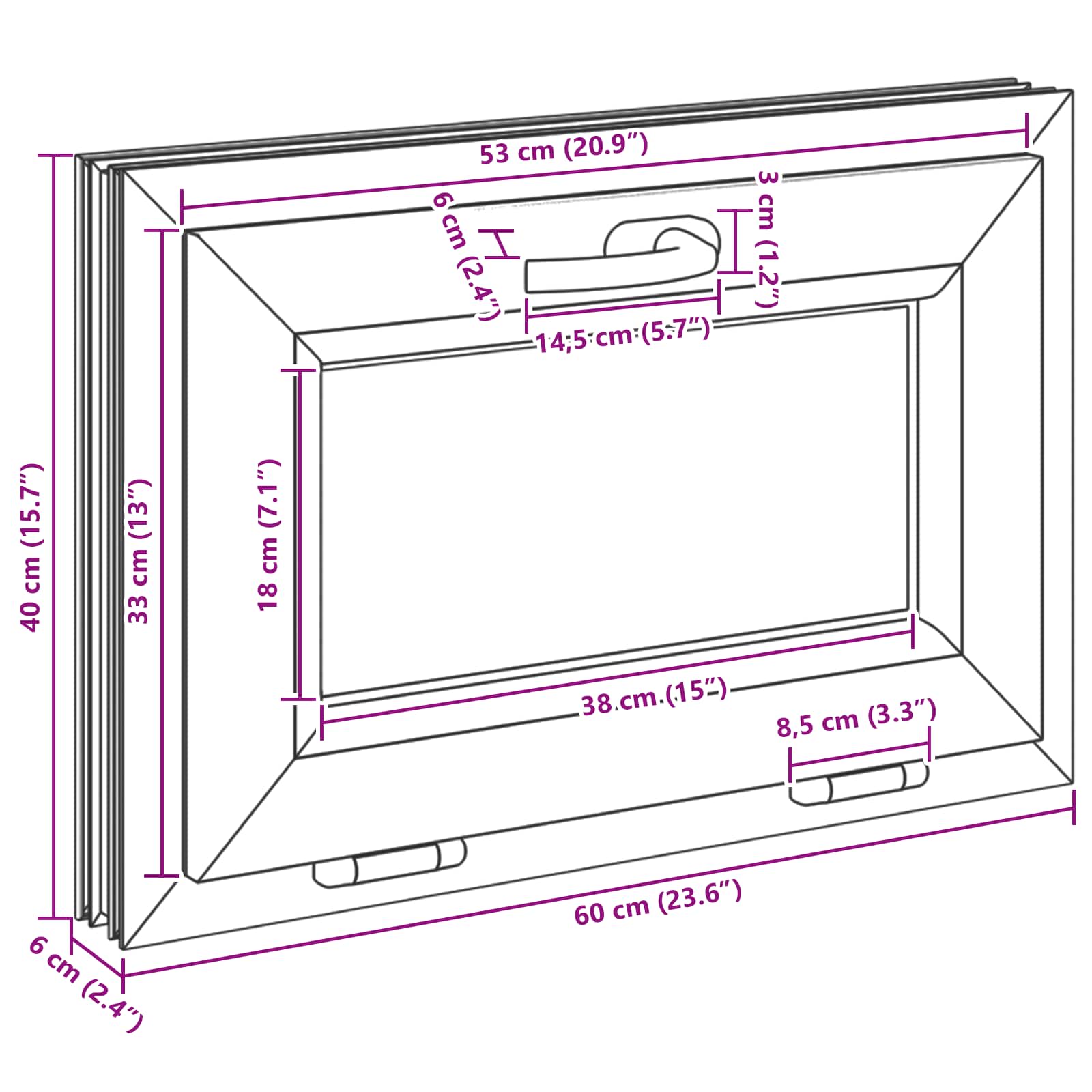 Παράθυρο Κάτω Στρώματος RISOR 60 x 40 cm PVC και Γυαλί Λευκό - Pakobazaar