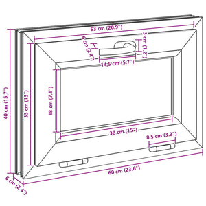 Παράθυρο Κάτω Στρώματος RISOR 60 x 40 cm PVC και Γυαλί Λευκό - Pakobazaar