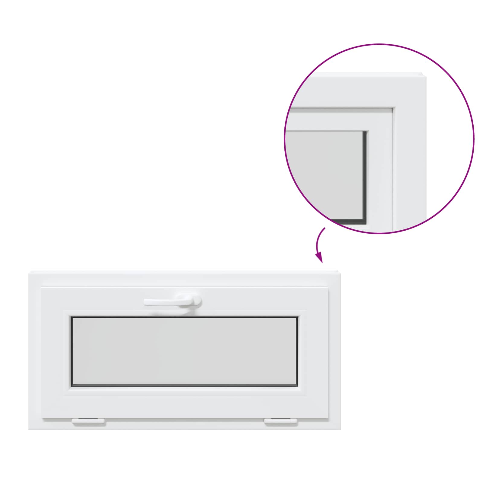 Παράθυρο Κάτω Στρώματος RISOR 80 x 40 cm PVC και Γυαλί Λευκό - Pakobazaar