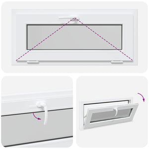 Παράθυρο Κάτω Στρώματος RISOR 90 x 40 cm PVC και Γυαλί Λευκό - Pakobazaar