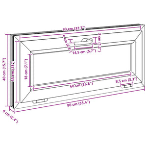 Παράθυρο Κάτω Στρώματος RISOR 90 x 40 cm PVC και Γυαλί Λευκό - Pakobazaar