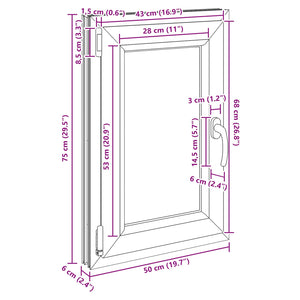 Παράθυρο Κάτω Στρώματος RISOR Λευκός 50 x 75 cm PVC και Γυαλί - Pakobazaar