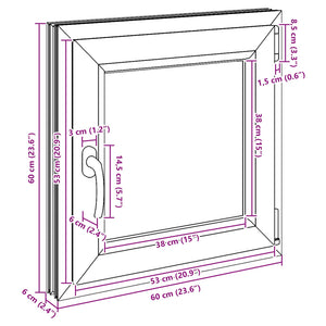 Παράθυρο Κάτω Στρώματος RISOR Λευκός 60 x 60 cm PVC και Γυαλί - Pakobazaar