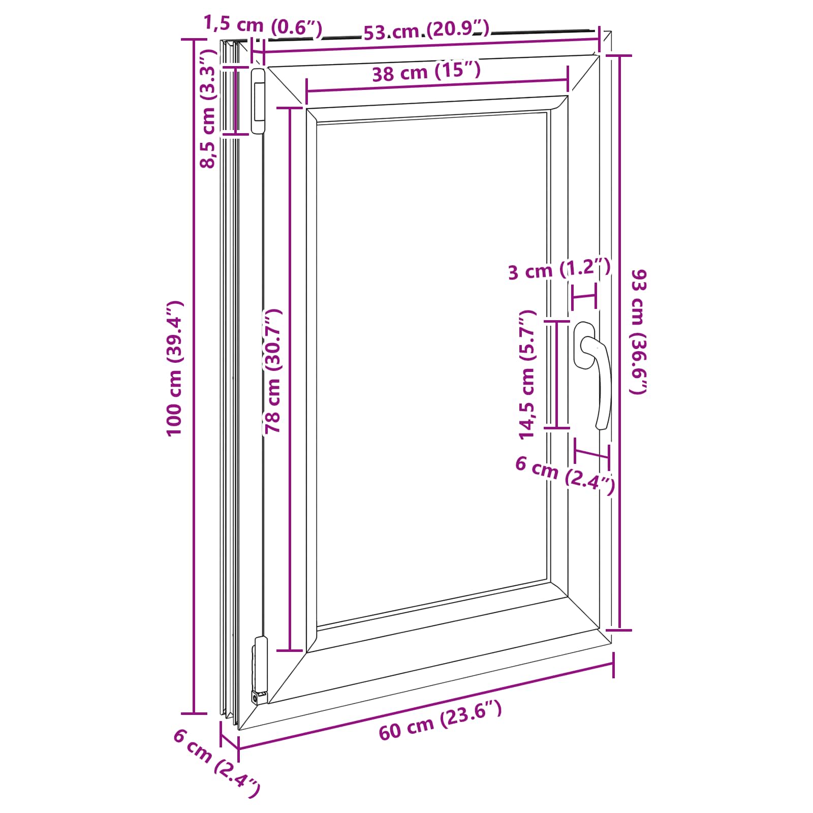 Παράθυρο Κάτω Στρώματος RISOR Λευκός 60 x 100 cm PVC και Γυαλί - Pakobazaar