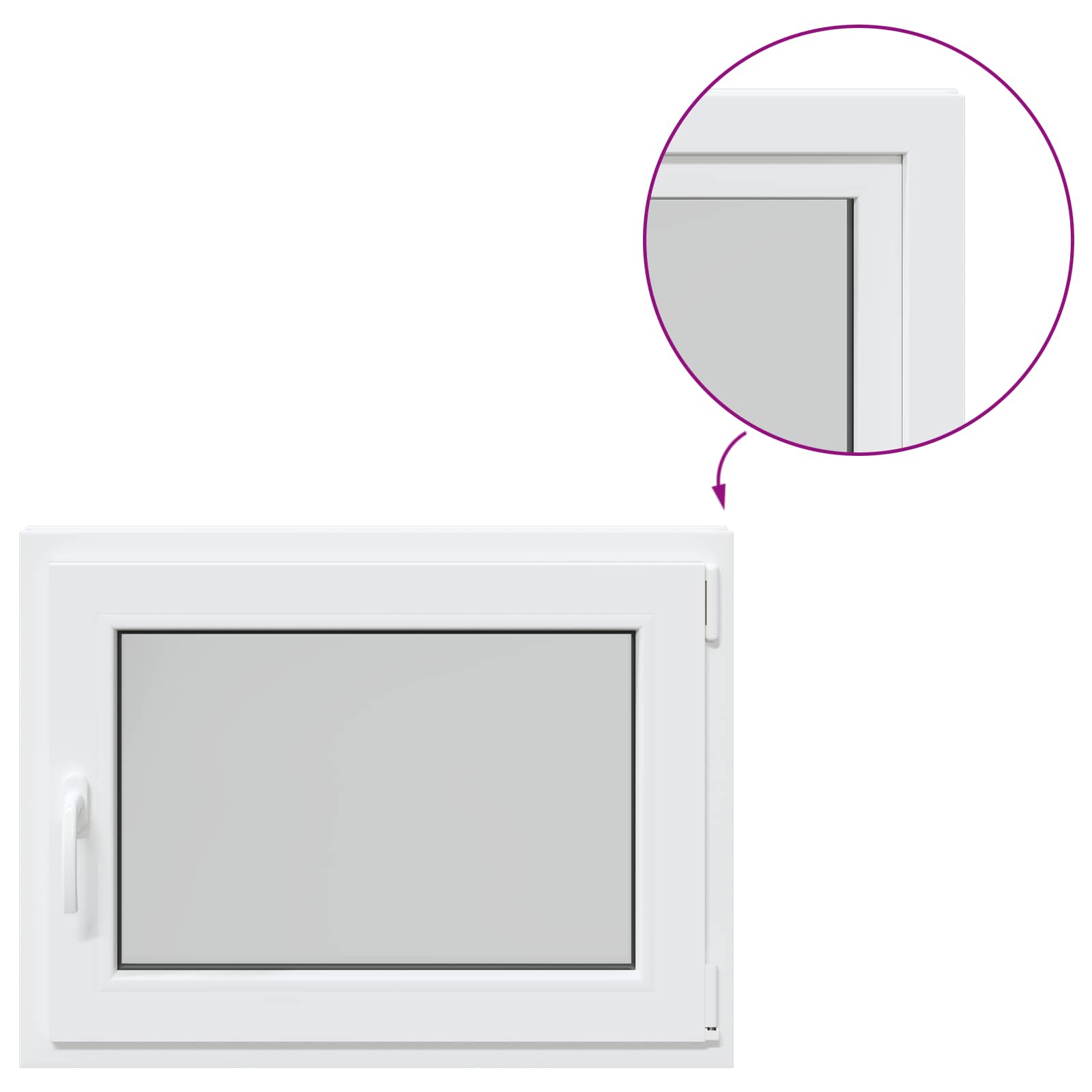 Παράθυρο Κάτω Στρώματος RISOR Λευκός 80 x 60 cm PVC και Γυαλί - Pakobazaar