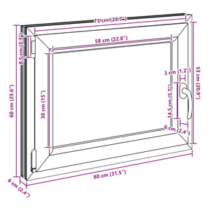 Παράθυρο Κάτω Στρώματος RISOR Λευκός 80 x 60 cm PVC και Γυαλί - Pakobazaar