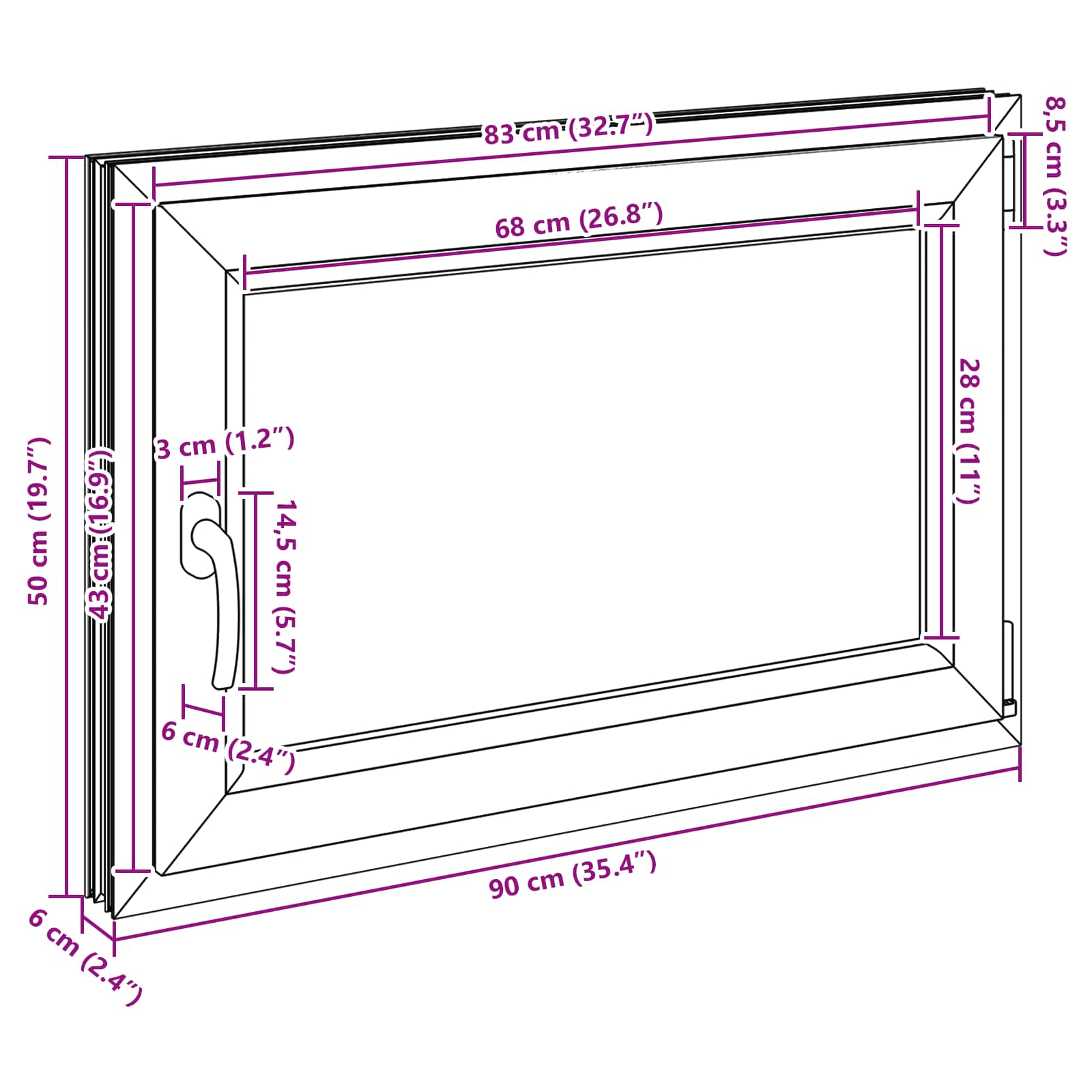 Παράθυρο Κάτω Στρώματος RISOR Λευκός 90 x 50 cm PVC και Γυαλί - Pakobazaar