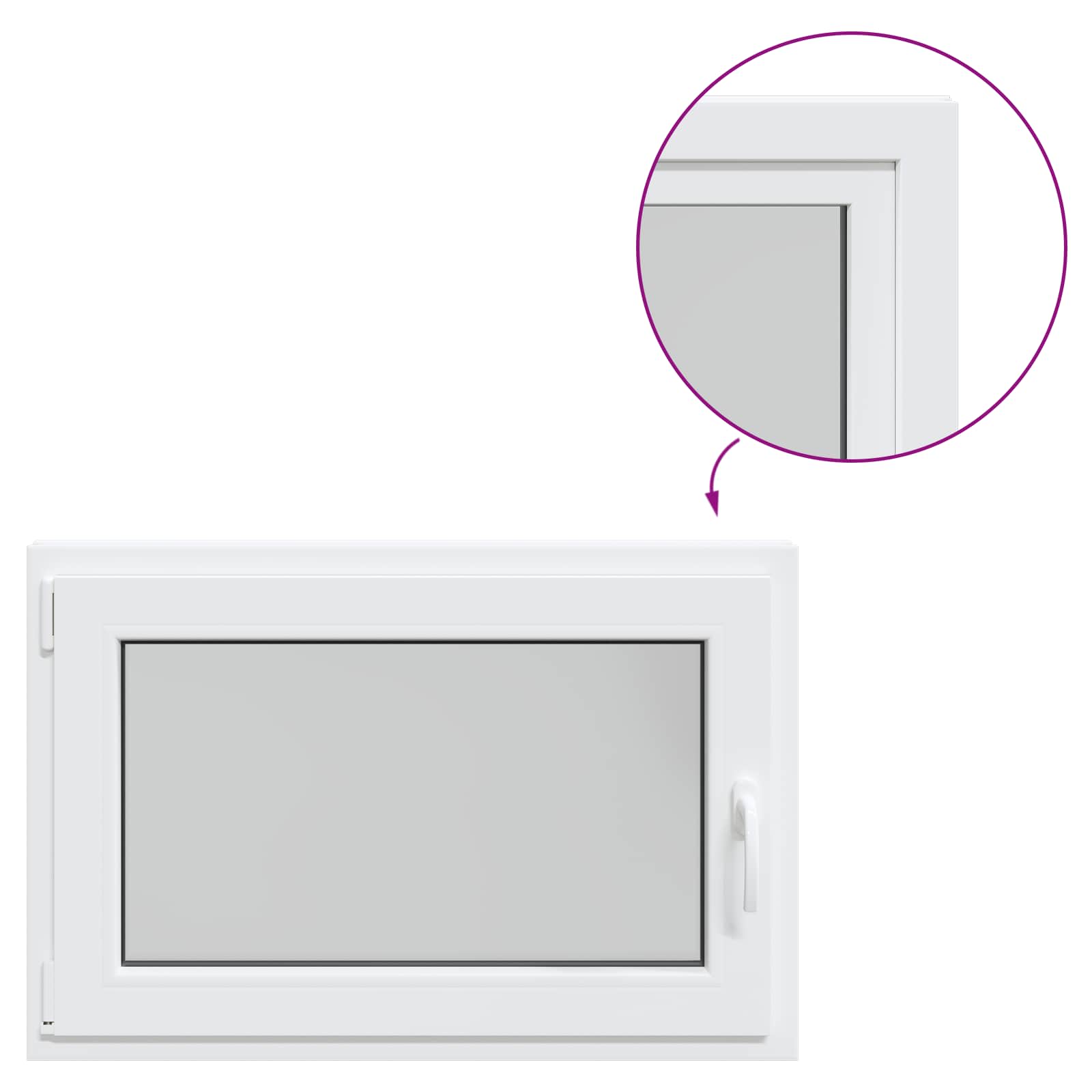 Παράθυρο Κάτω Στρώματος RISOR Λευκός 90 x 60 cm PVC και Γυαλί - Pakobazaar