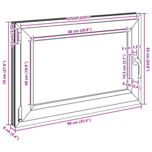 Παράθυρο Κάτω Στρώματος RISOR Λευκός 100 x 50 cm PVC και Γυαλί - Pakobazaar