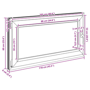 Παράθυρο Κάτω Στρώματος RISOR Λευκός 110 x 60 cm PVC και Γυαλί - Pakobazaar