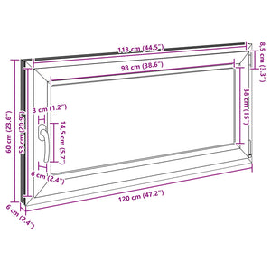 Παράθυρο Κάτω Στρώματος RISOR Λευκός 120 x 60 cm PVC και Γυαλί - Pakobazaar
