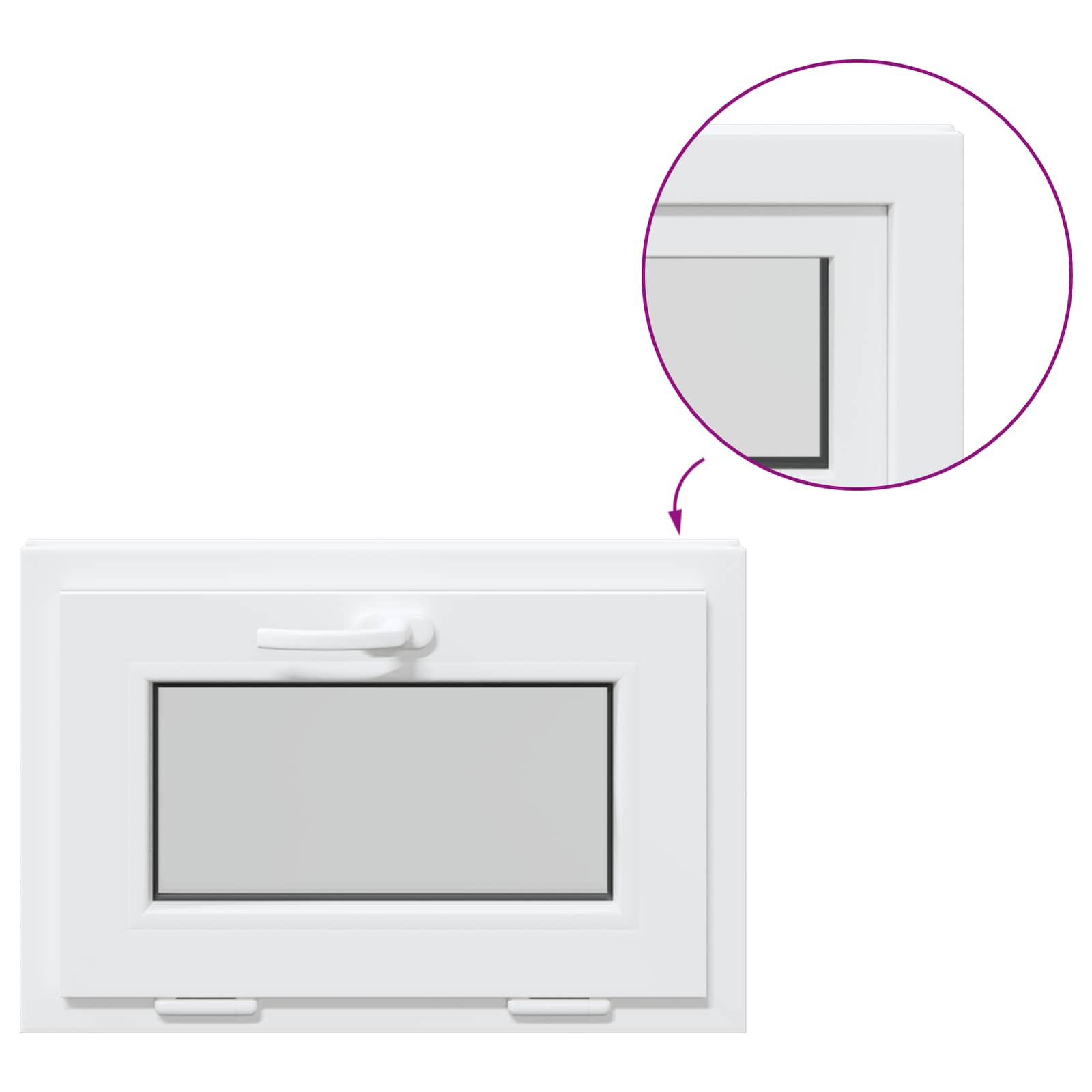 Παράθυρο Κάτω Στρώματος RISOR 60 x 40 cm PVC και Γυαλί Λευκό - Pakobazaar
