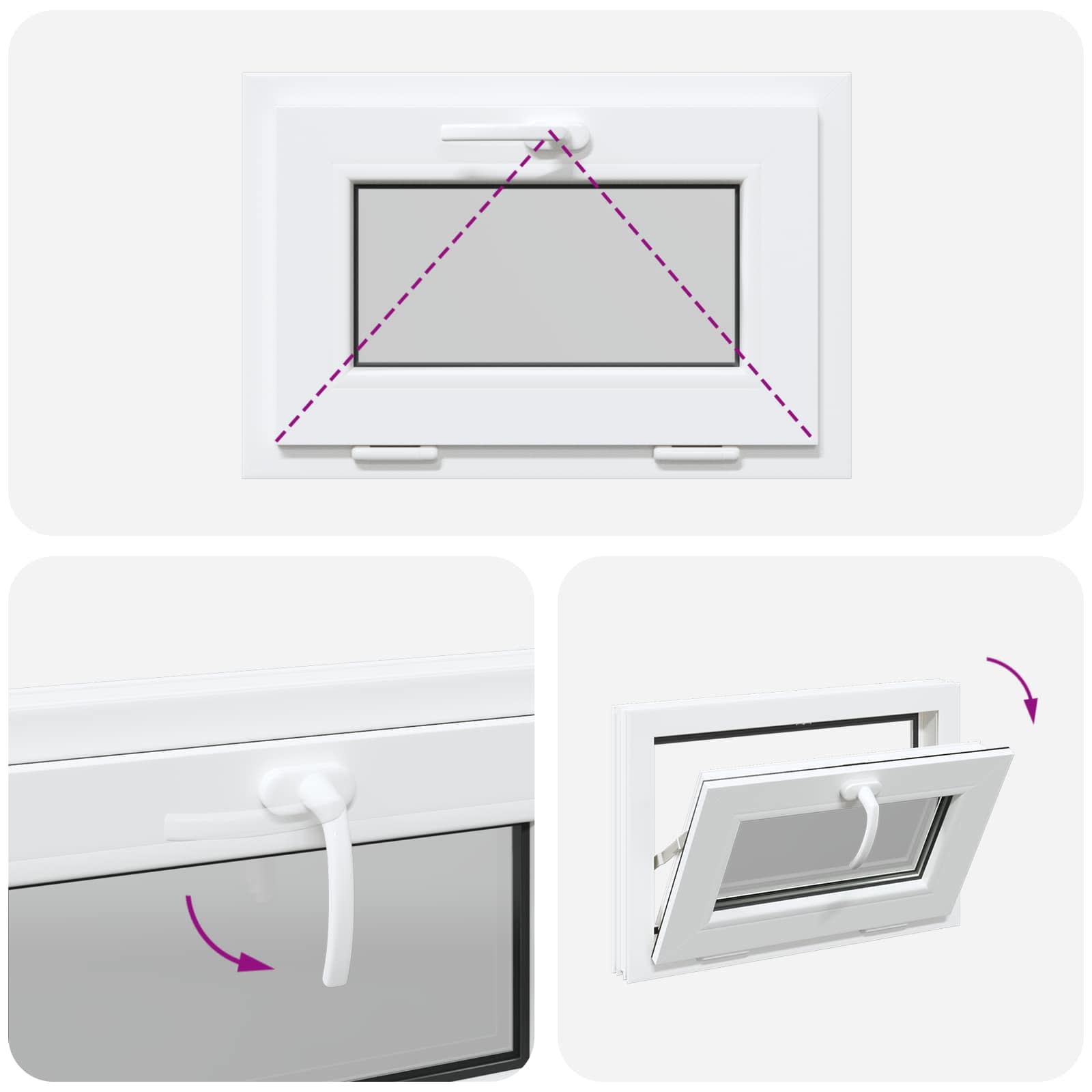 Παράθυρο Κάτω Στρώματος RISOR 60 x 40 cm PVC και Γυαλί Λευκό - Pakobazaar