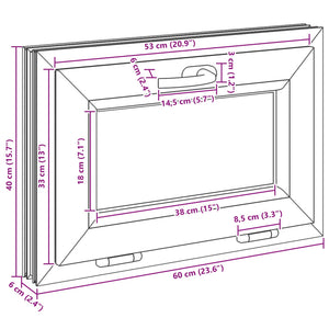 Παράθυρο Κάτω Στρώματος RISOR 60 x 40 cm PVC και Γυαλί Λευκό - Pakobazaar