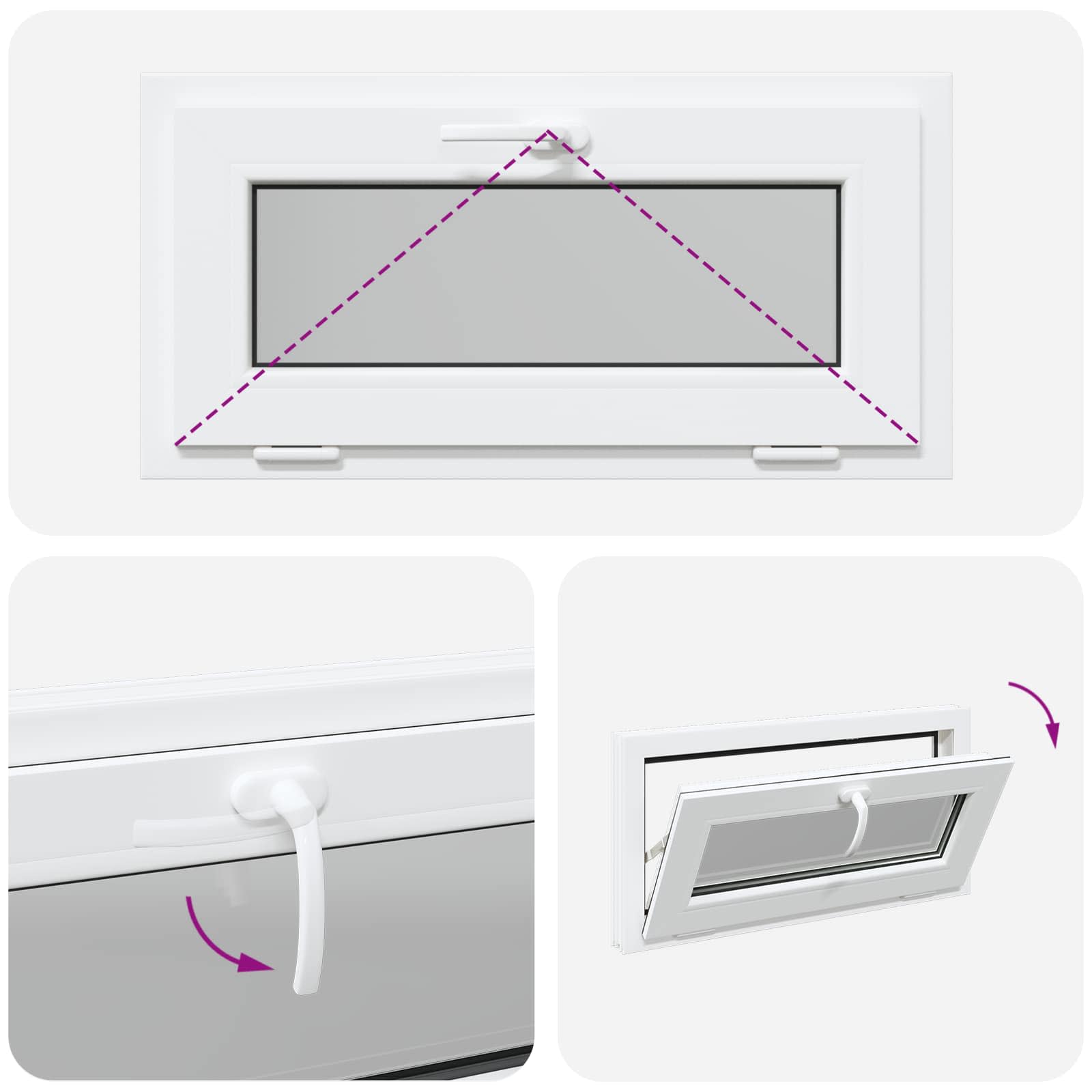 Παράθυρο Κάτω Στρώματος RISOR 80 x 40 cm PVC και Γυαλί Λευκό - Pakobazaar
