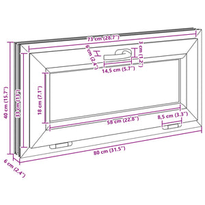 Παράθυρο Κάτω Στρώματος RISOR 80 x 40 cm PVC και Γυαλί Λευκό - Pakobazaar