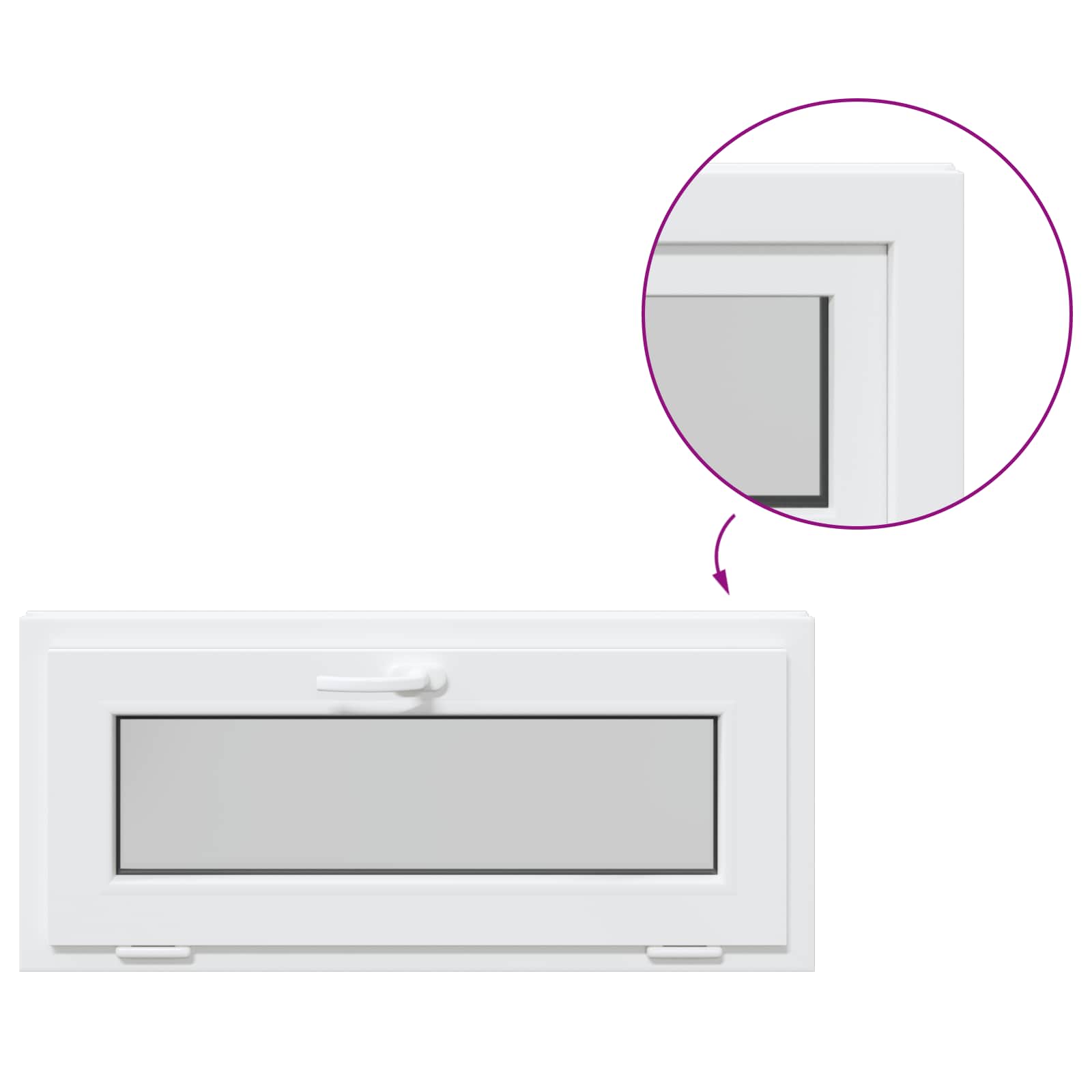 Παράθυρο Κάτω Στρώματος RISOR 90 x 40 cm PVC και Γυαλί Λευκό - Pakobazaar