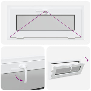 Παράθυρο Κάτω Στρώματος RISOR 90 x 40 cm PVC και Γυαλί Λευκό - Pakobazaar