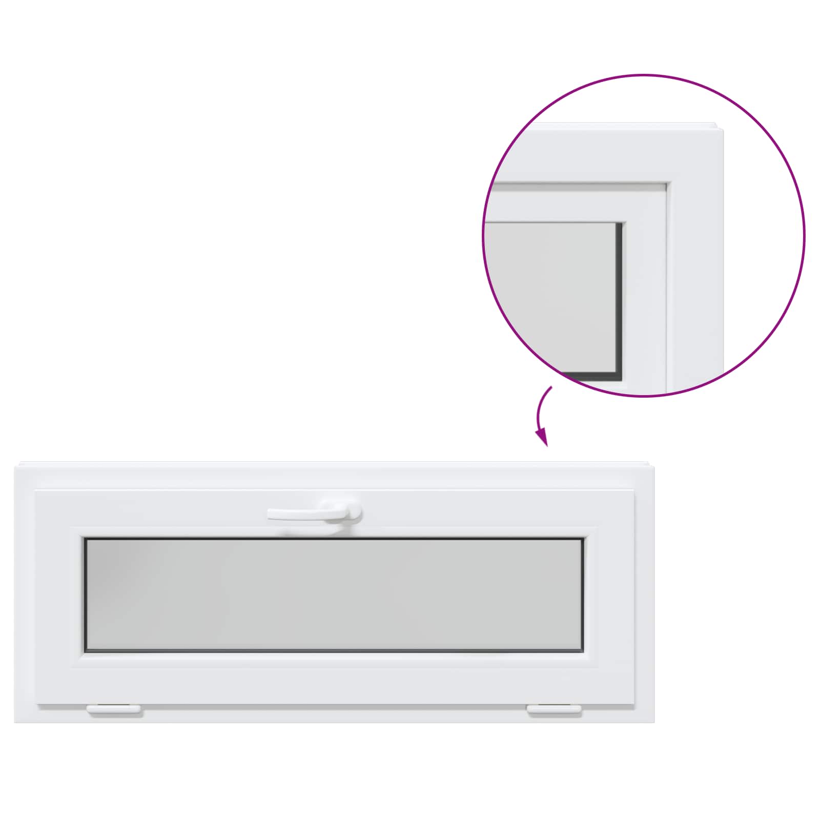 Παράθυρο Κάτω Στρώματος RISOR 110 x 40 cm PVC και Γυαλί Λευκό - Pakobazaar
