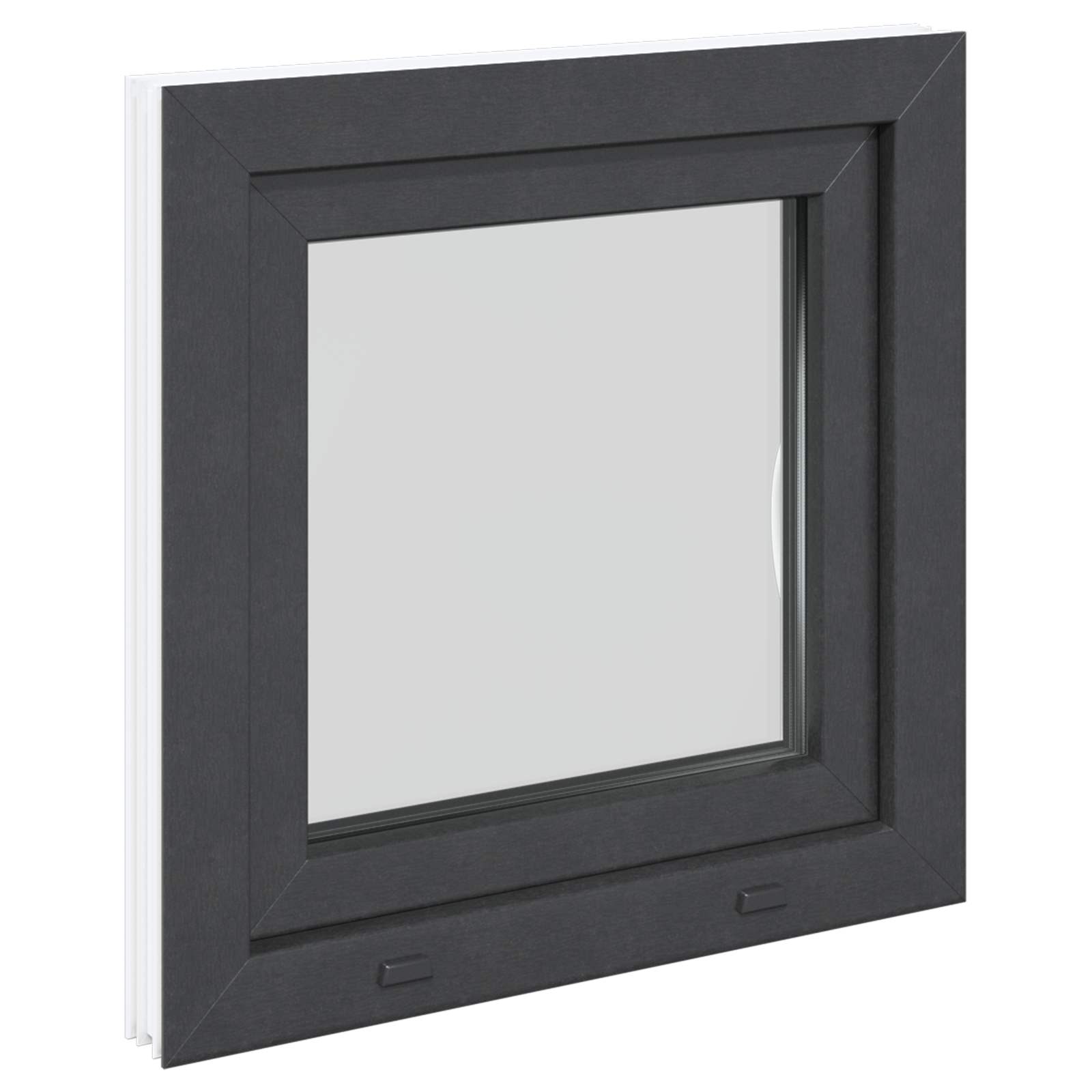 Παράθυρο Κάτω Στρώματος RISOR Ανθρακί 50 x 50 cm PVC και Γυαλί - Pakobazaar