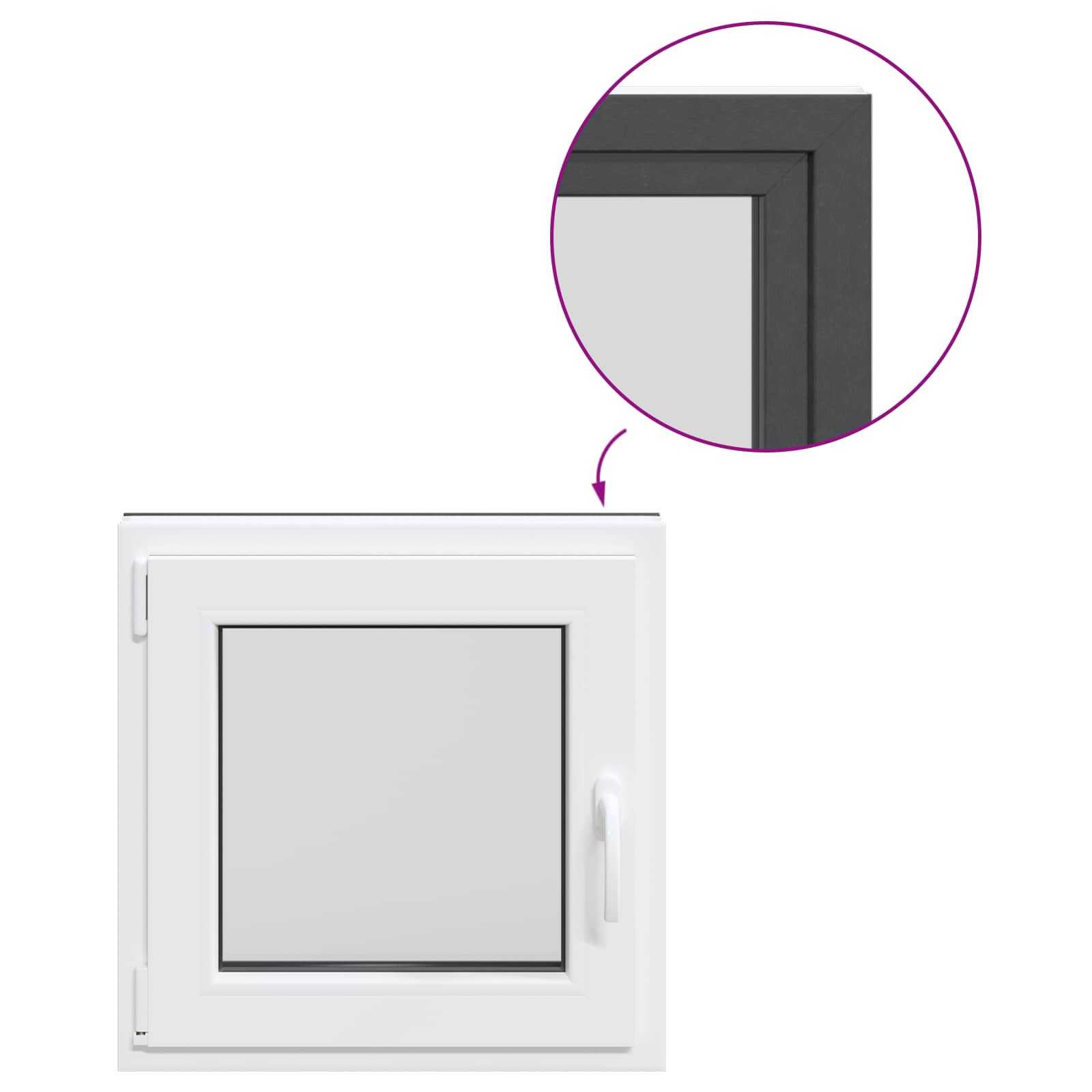 Παράθυρο Κάτω Στρώματος RISOR Ανθρακί 50 x 50 cm PVC και Γυαλί - Pakobazaar