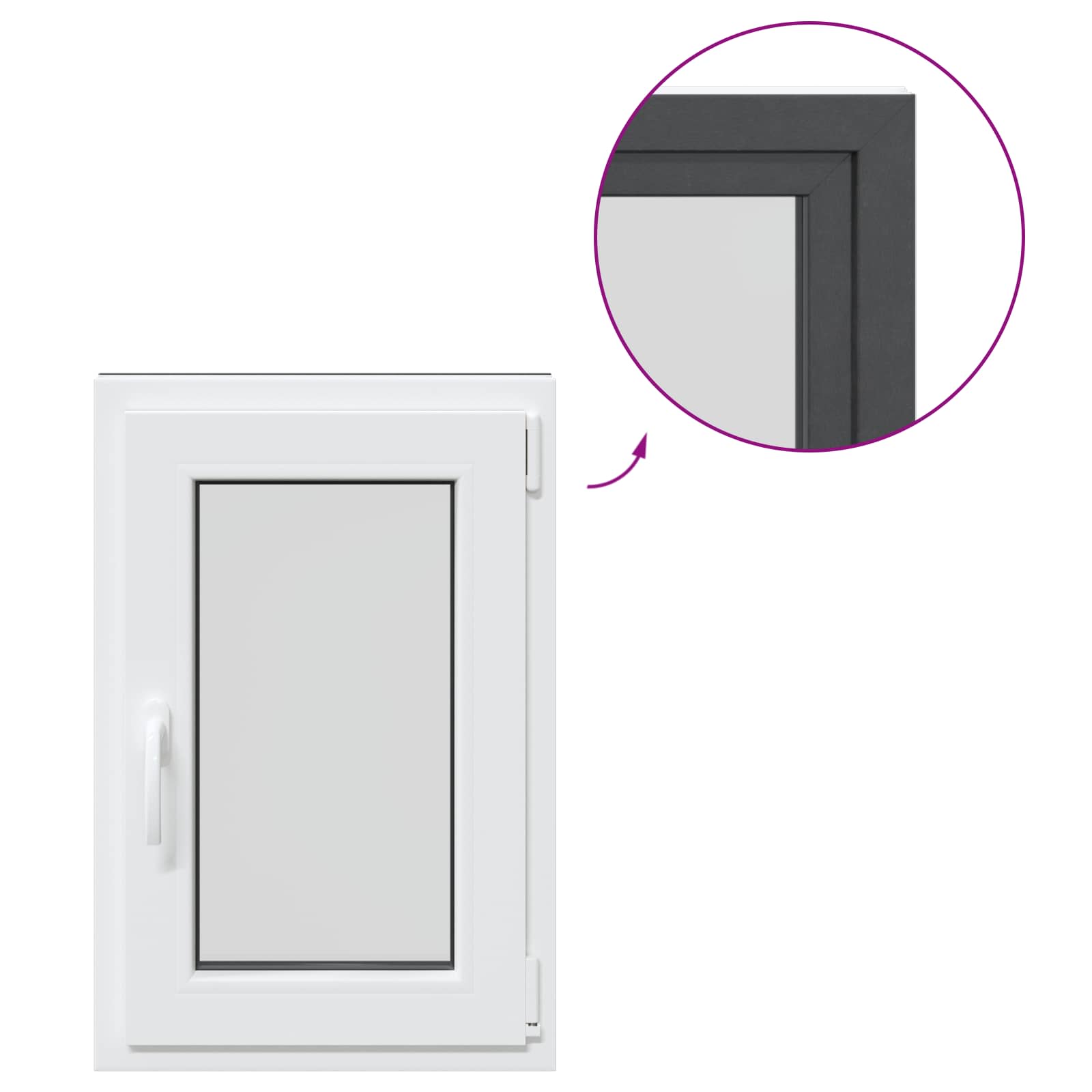Παράθυρο Κάτω Στρώματος RISOR Ανθρακί 50 x 75 cm PVC και Γυαλί - Pakobazaar