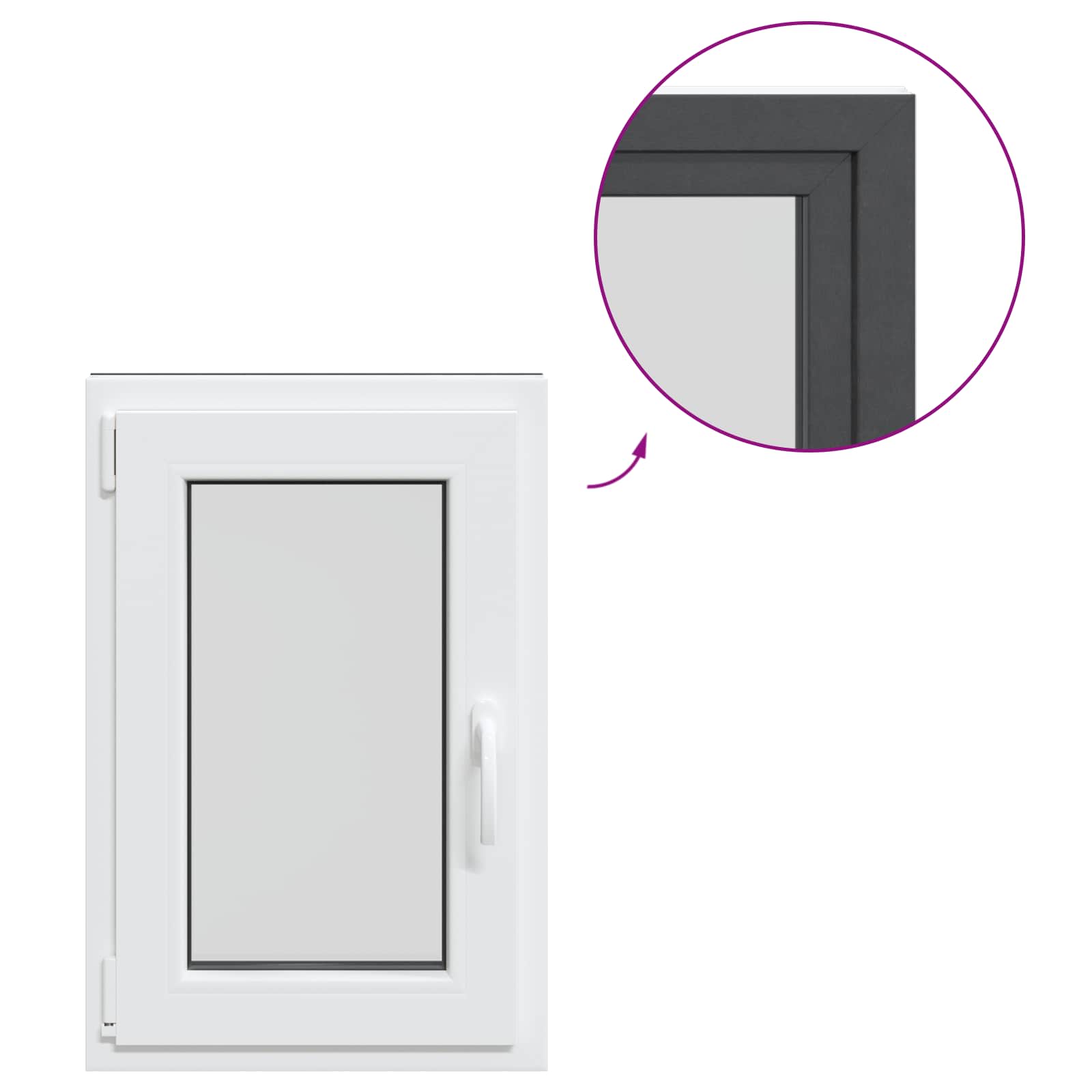 Παράθυρο Κάτω Στρώματος RISOR Ανθρακί 50 x 75 cm PVC και Γυαλί - Pakobazaar