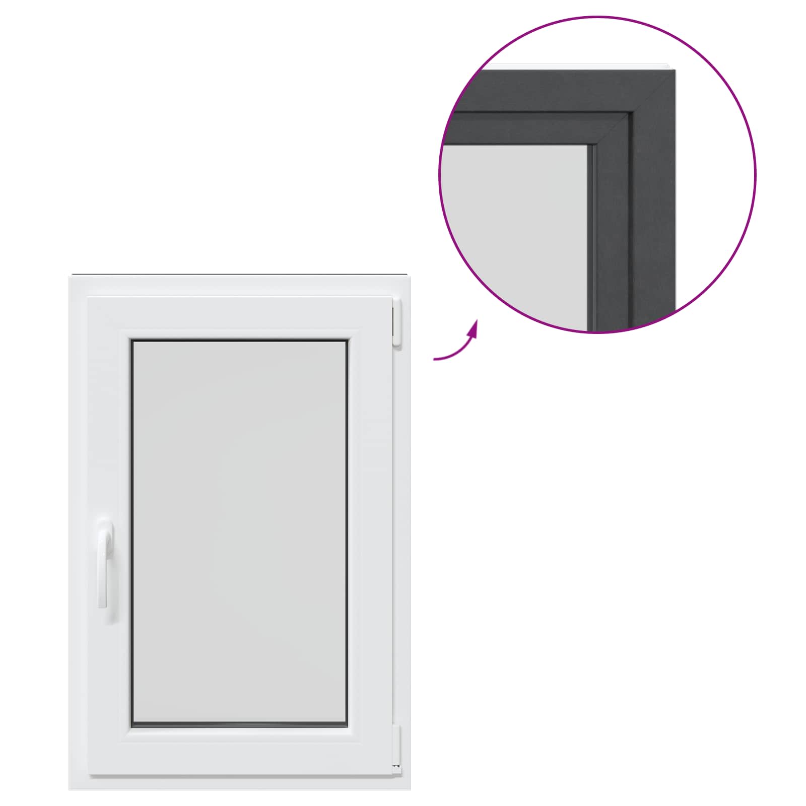 Παράθυρο Κάτω Στρώματος RISOR 60 x 80 cm PVC και Γυαλί Ανθρακί - Pakobazaar