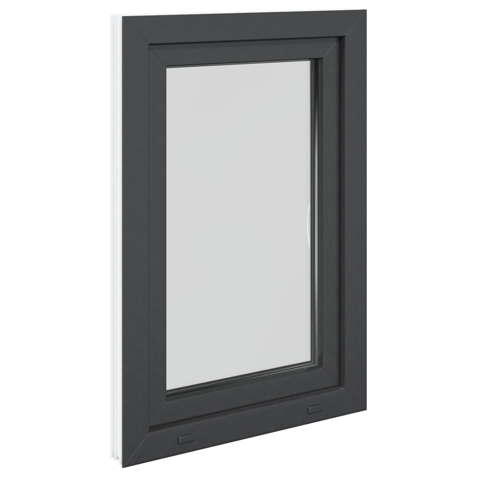 Παράθυρο Κάτω Στρώματος RISOR 60 x 80 cm PVC και Γυαλί Ανθρακί - Pakobazaar