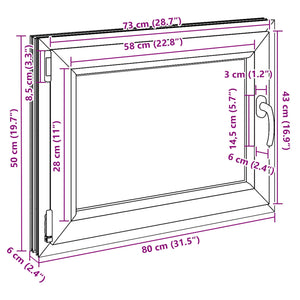 Παράθυρο Κάτω Στρώματος RISOR Ανθρακί 80 x 50 cm PVC και Γυαλί - Pakobazaar