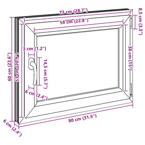 Παράθυρο Κάτω Στρώματος RISOR Ανθρακί 80 x 50 cm PVC και Γυαλί - Pakobazaar