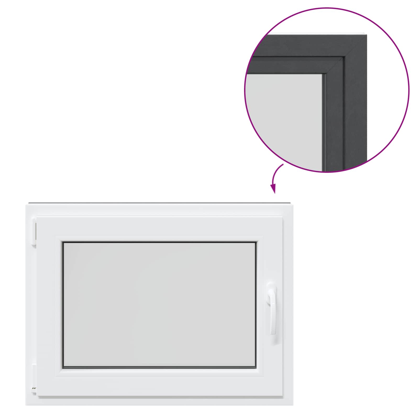 Παράθυρο Κάτω Στρώματος RISOR Ανθρακί 80 x 60 cm PVC και Γυαλί - Pakobazaar